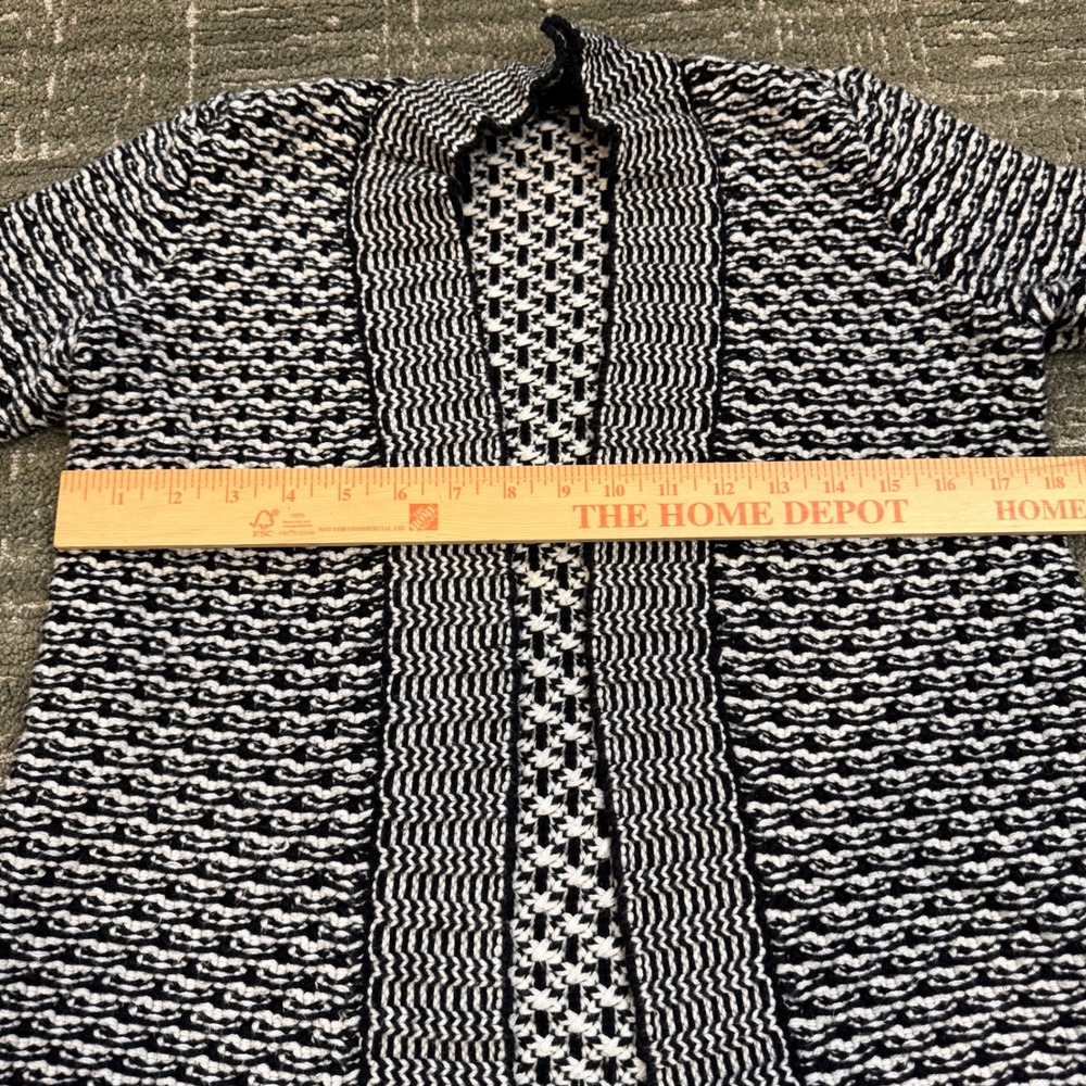 Talbots Petites Womens Black White Geometric Knit Open Front Cardigan Sweater P - Picture 6 of 6